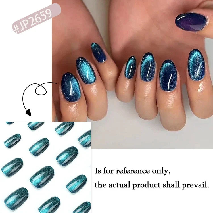 Blue Gradient Cat Eye Press-On Nails