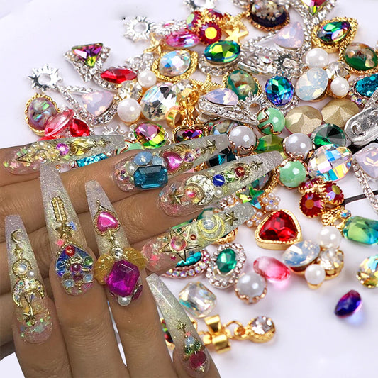 Mixed Crystal Rhinestone Nail Charms 50pc