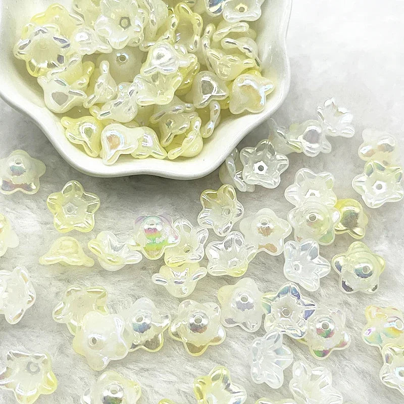 Gradient Bellflower Acrylic Bead Caps 50pc