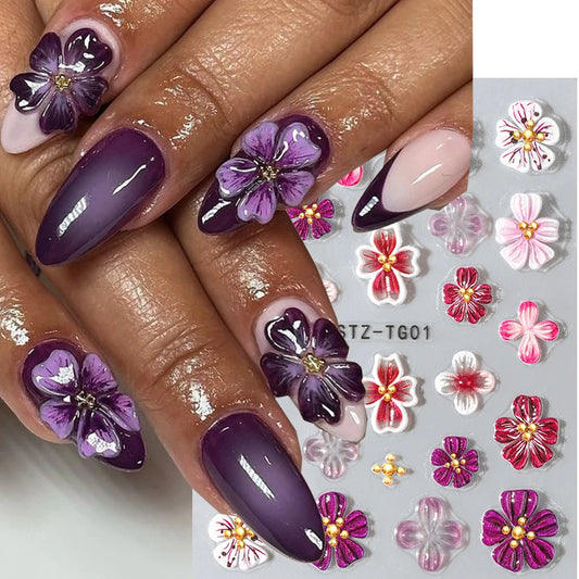 Spring Floral Jelly Nail Art Stickers