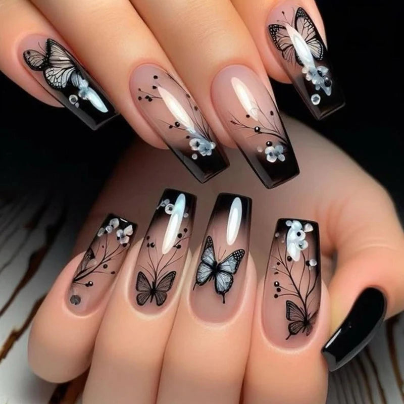 Peachy Gradient Coffin Press-On Nails