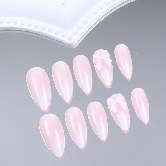 Pink Bow Almond Press-On Nails