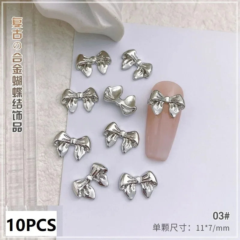 New 10pcs Butterfly Parts Ribbon Parts Ribbon Decorations Nail Figures Bows Nail Charms Bow Nail Accessories SZZS09