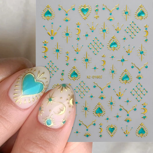 5D Bohemian Gold Silver Nail Art Stickers