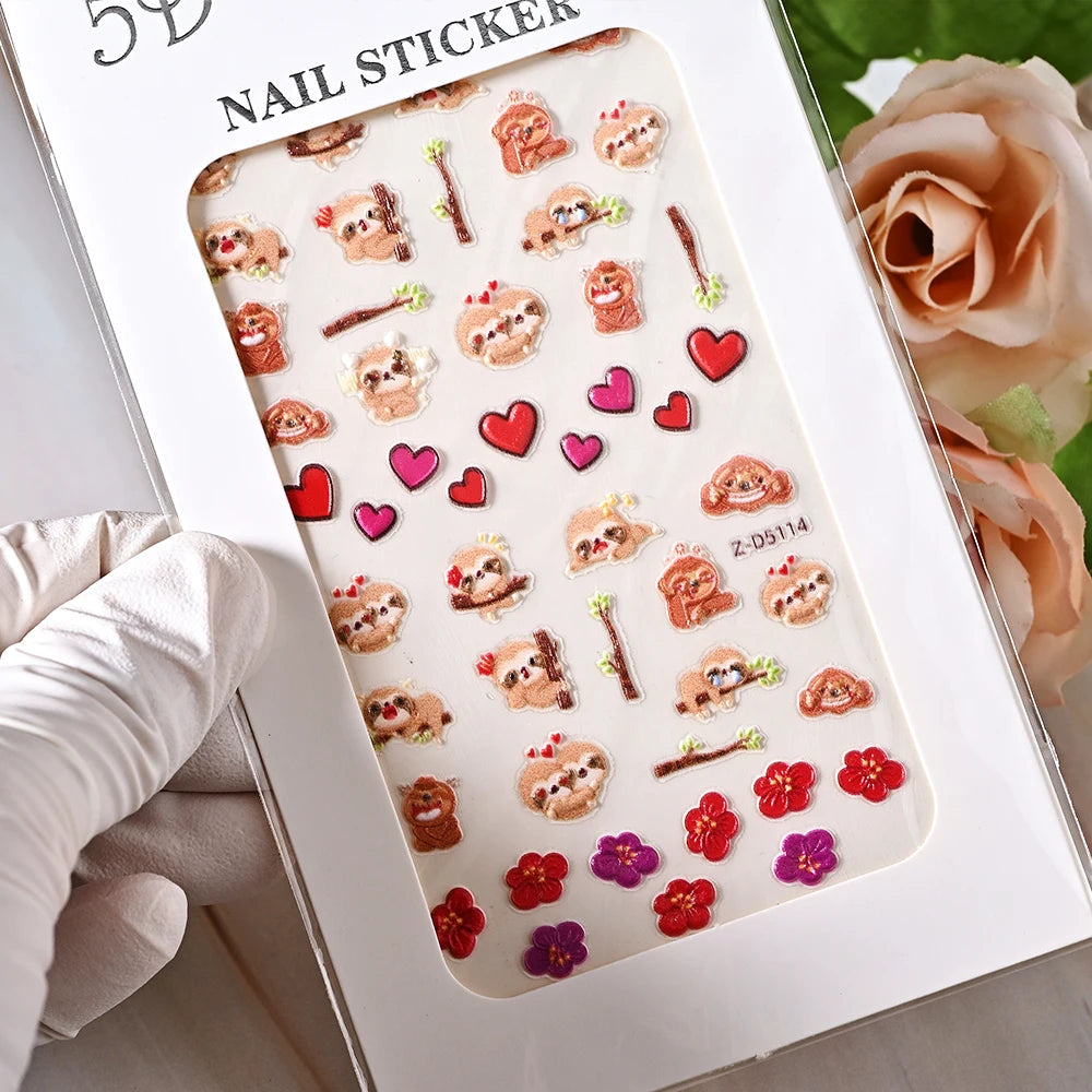 5D Sea Nail Art Stickers Embossed Self-Adhesive Ocean Beach Style Nail Slider Kawaii Starfish/Shell/Coral Reef Decor Nail Decals