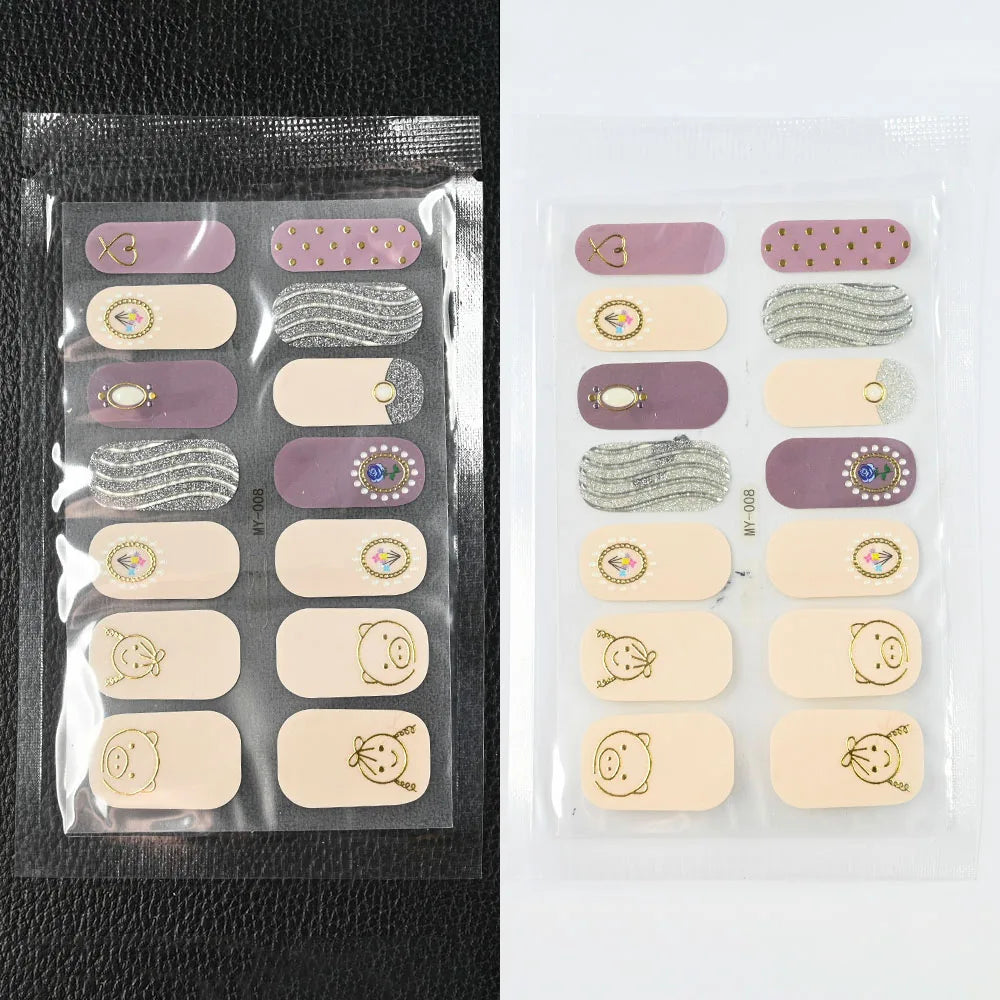 59 Style of Nail Stickers 1Sheet Rhinestones Fashion Nail Wraps Self Adhesive Manicure Decoracion DIY Full Cover Nail Sticker#5-