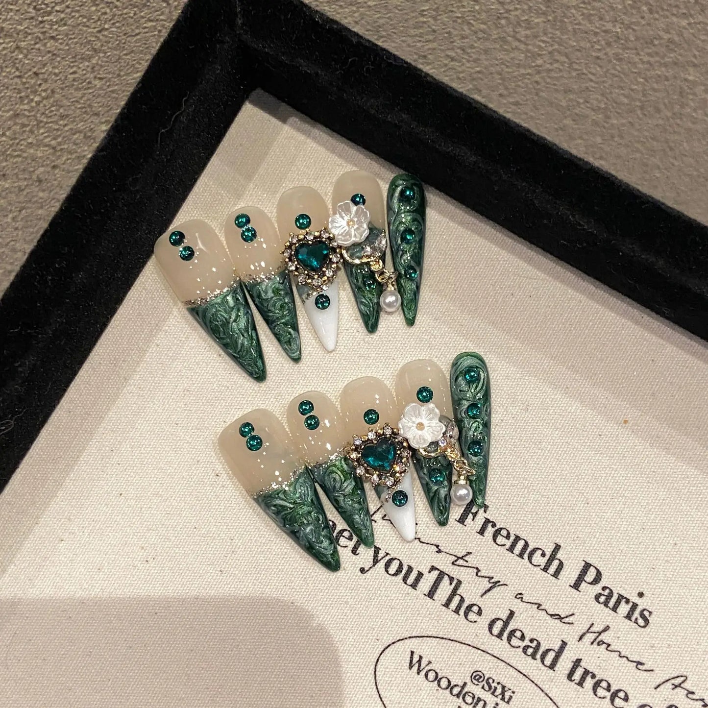 Blue Heart Stiletto Press-On Nails
