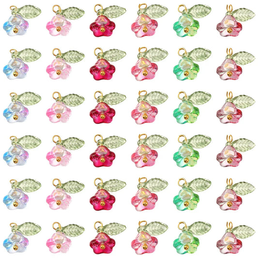 Glass Flower Pendant Charms for Jewelry 30pc