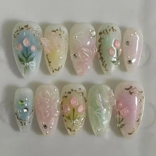 Pink Butterfly Ballet Press-On Nails