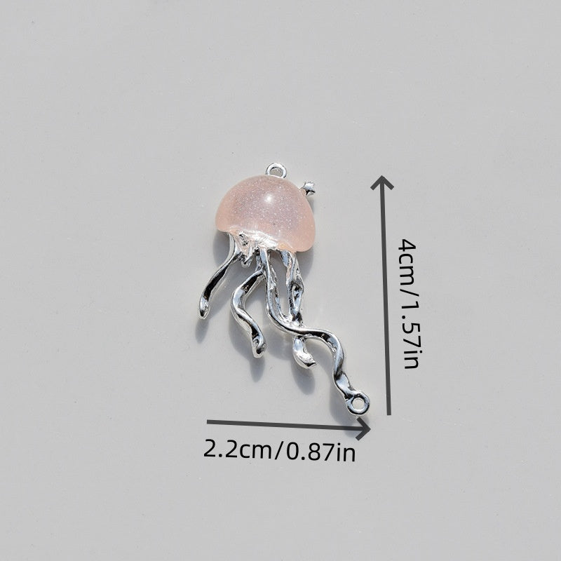 8pcs Cute Ocean Animals Enamel Mini Jellyfish Dangle Charm Beads for Making DIY Pendants Jewelry Accessories 40*22mm