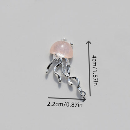 8pcs Cute Ocean Animals Enamel Mini Jellyfish Dangle Charm Beads for Making DIY Pendants Jewelry Accessories 40*22mm
