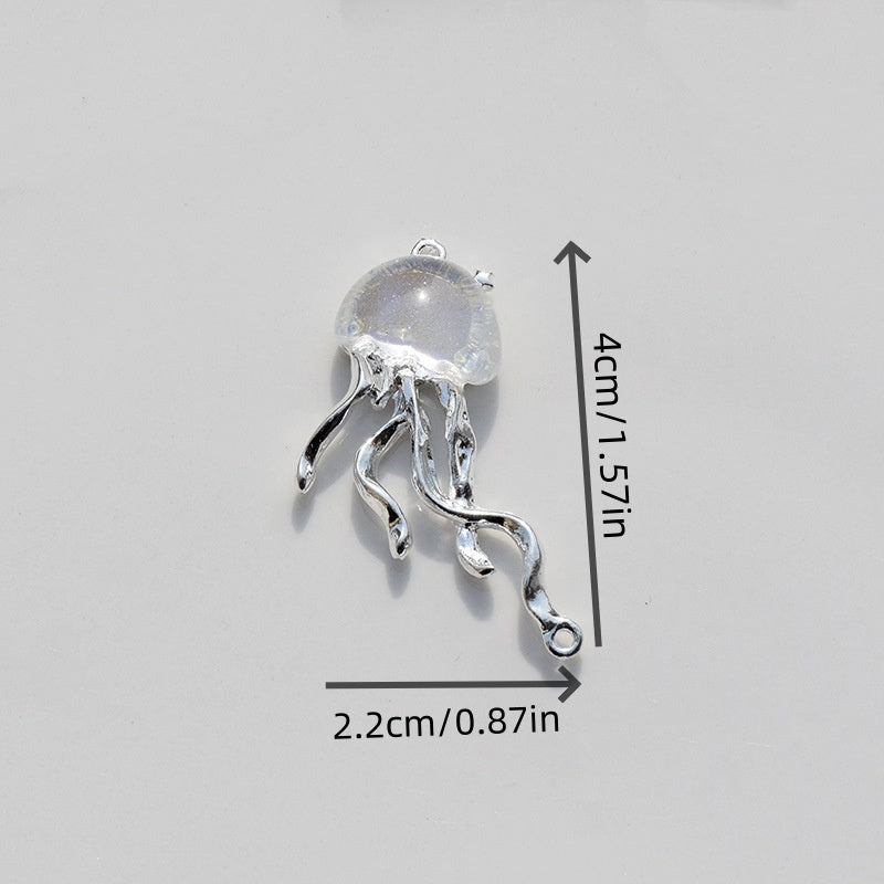 8pcs Cute Ocean Animals Enamel Mini Jellyfish Dangle Charm Beads for Making DIY Pendants Jewelry Accessories 40*22mm