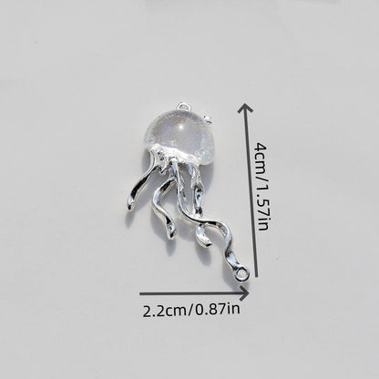 8pcs Cute Ocean Animals Enamel Mini Jellyfish Dangle Charm Beads for Making DIY Pendants Jewelry Accessories 40*22mm
