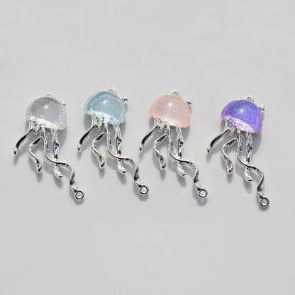 8pcs Cute Ocean Animals Enamel Mini Jellyfish Dangle Charm Beads for Making DIY Pendants Jewelry Accessories 40*22mm