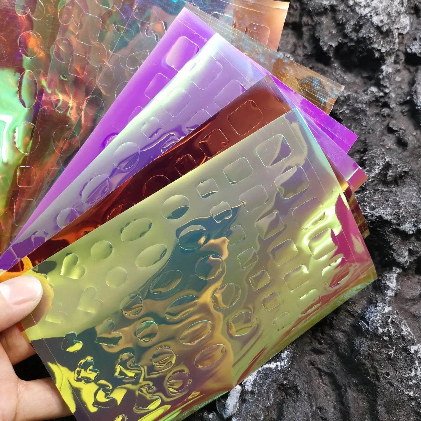 Aurora Glass Ice Cube Nail Foil Stickers 11pc