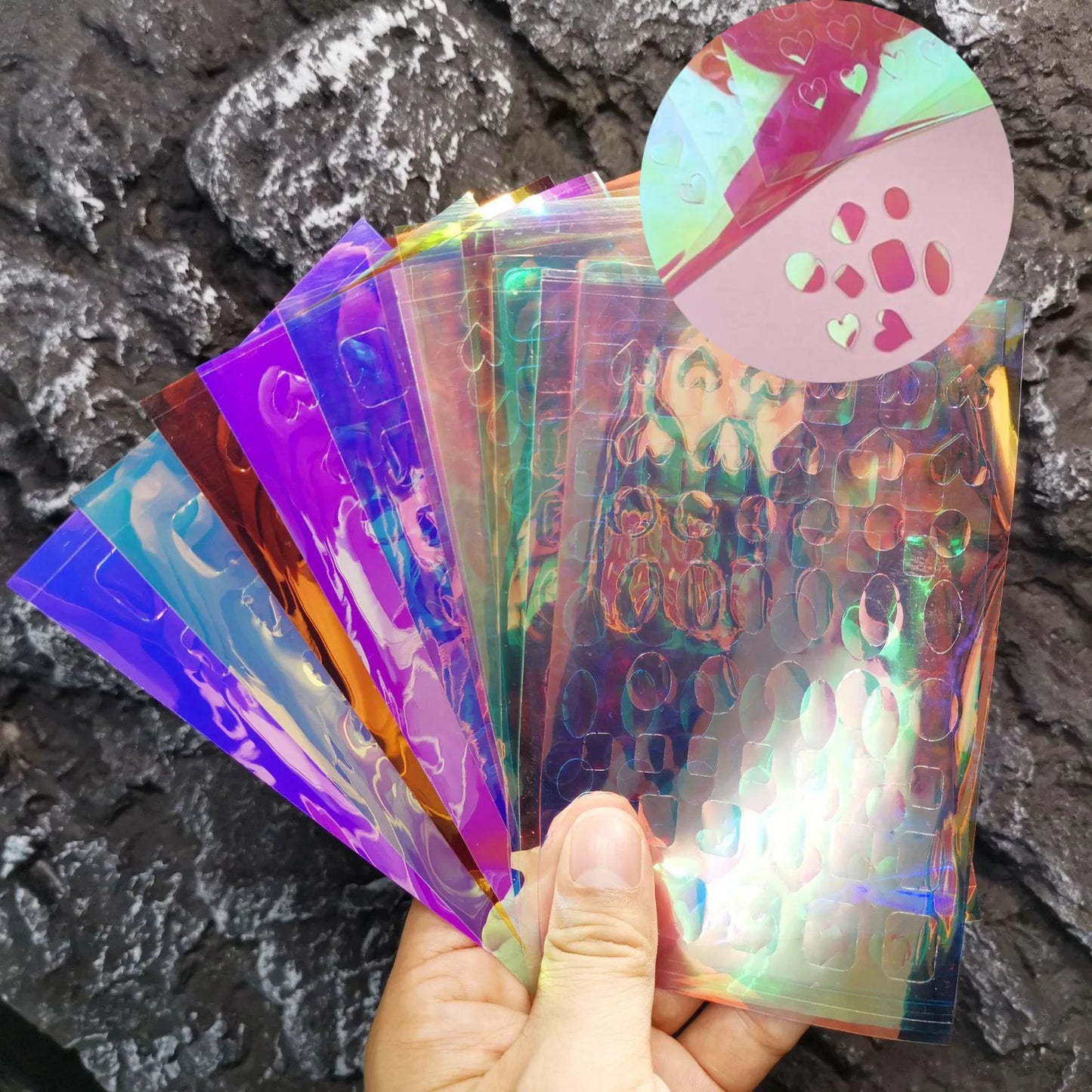 Aurora Glass Ice Cube Nail Foil Stickers 11pc