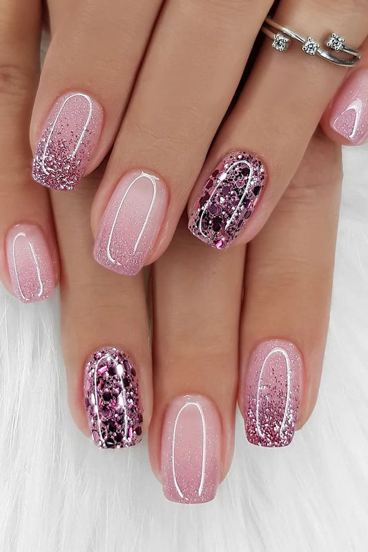 Glitter White French Press-On Nails