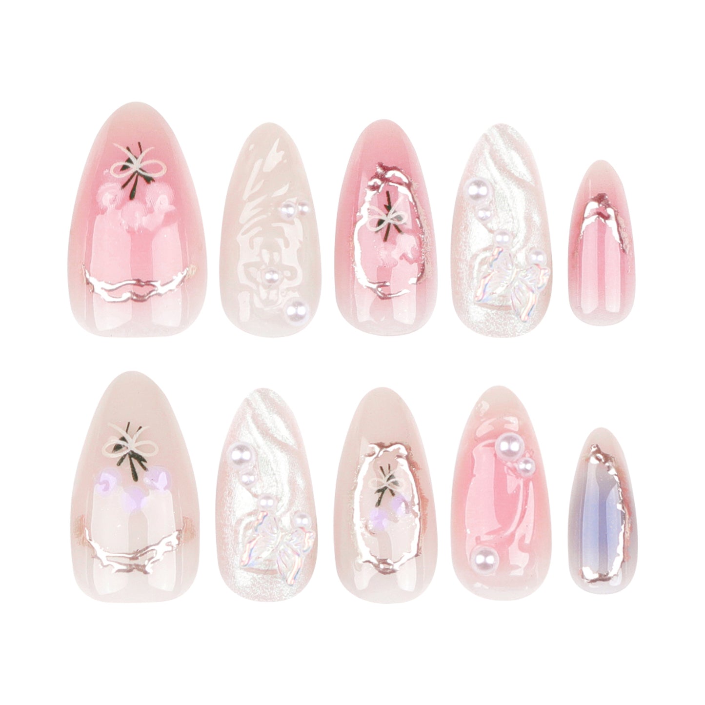 Pink Butterfly Ballet Press-On Nails
