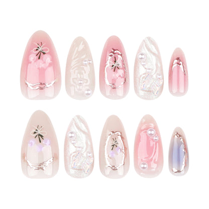 Pink Butterfly Ballet Press-On Nails