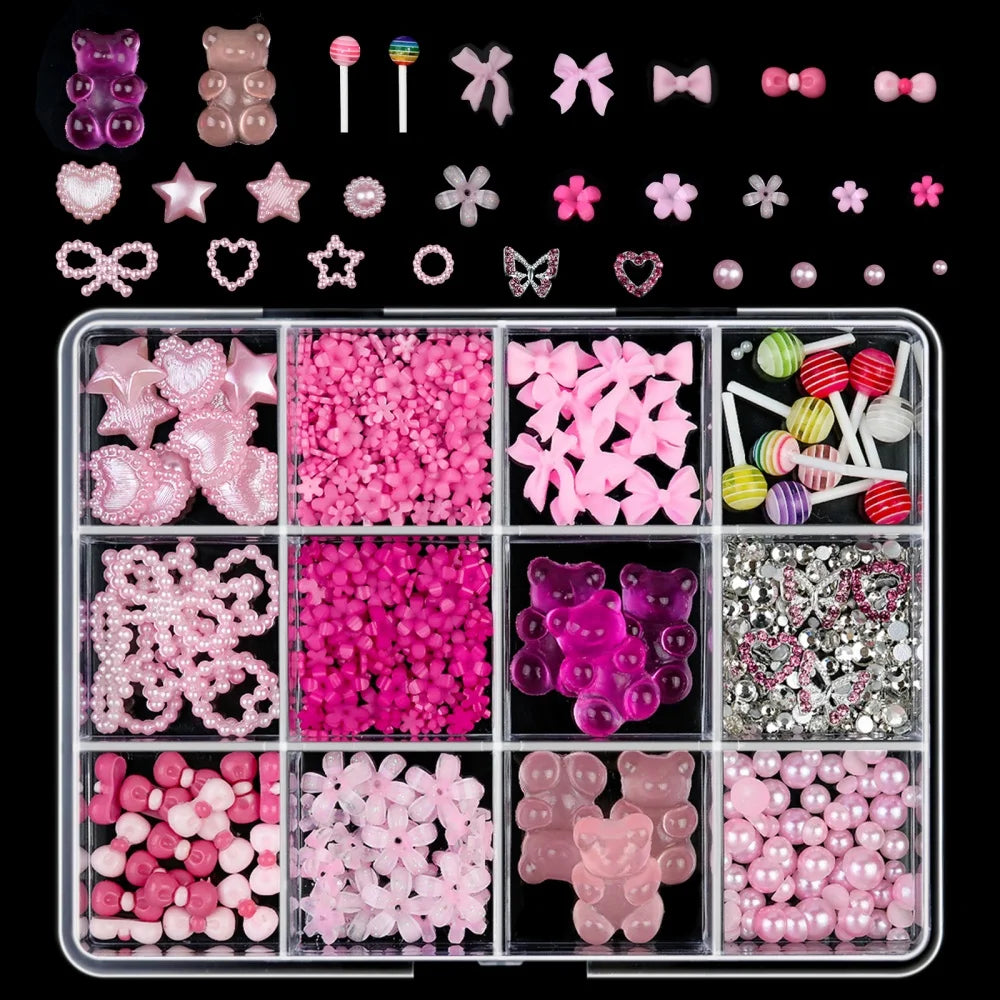 Gold Bow Butterfly Metal Nail Charms 120pc