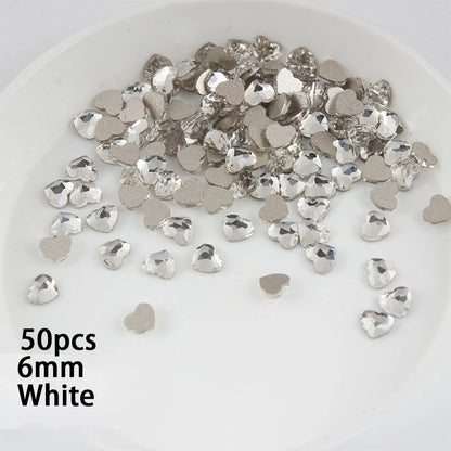 6mm Light Pink Heart Rhinestone 3D Nail Art Charms 50Pcs Flat-Back Crystal Manicure Accessory DIY Love Gems Stone Nail Decor*YK9