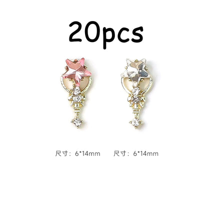 30/20/10PC Pink Ribbon Resin Bow Parts Nail Charms Mix-Style Bow Rhinestone Jewelry 8-12mm Y2K Accessory for DIY Manicure Decora