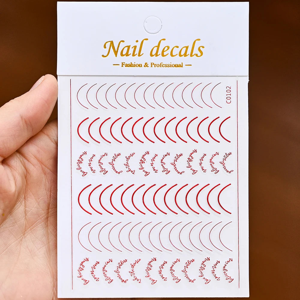 3D French Nail Stickers 1pcs French Romance Fashion Nail Accessories Metal Line Nail Stickers Nail Art Stickers Nail Stickers