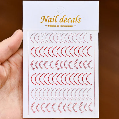 3D French Nail Stickers 1pcs French Romance Fashion Nail Accessories Metal Line Nail Stickers Nail Art Stickers Nail Stickers