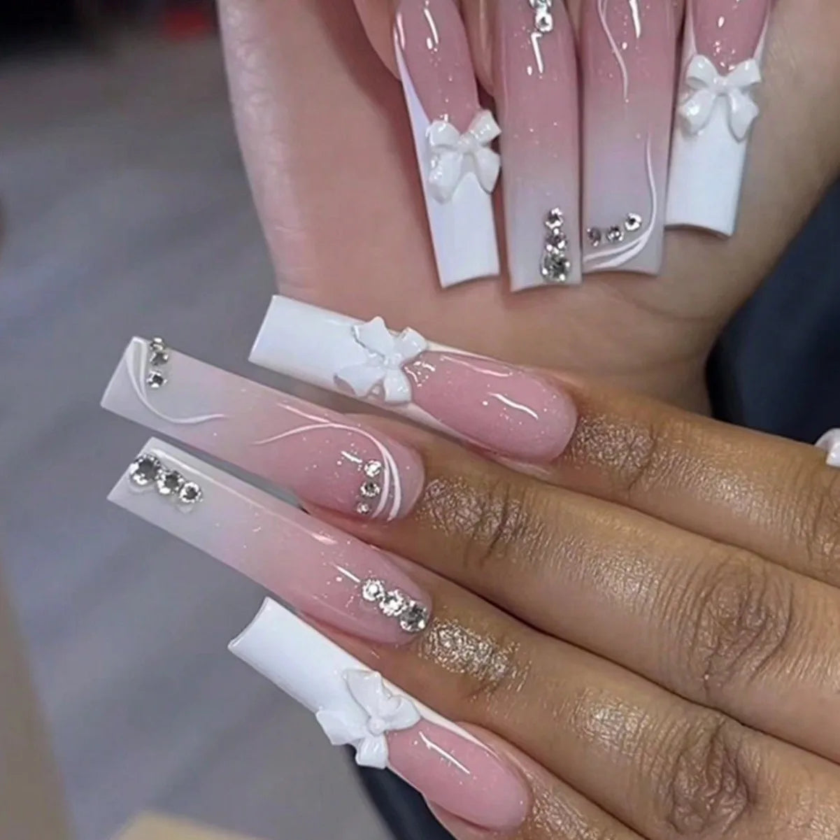 Leopard Cherry Rhinestone Press-On Nails