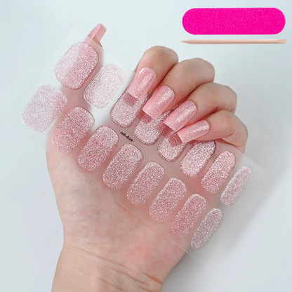 16Tips Semi-cured Gel Nail Stickers Red/Wine Red Nails Gel slider UV lamp Cured Extended Nails DIY Women Nails Decal Decor Gifts