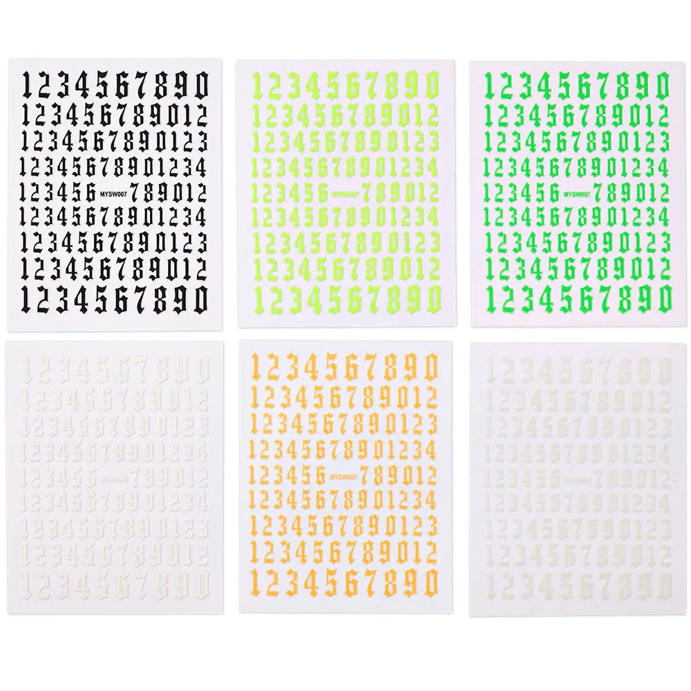 1 Sheet Arab Numbers Nail Art Sticker 3D Laser Self-Adhesive Manicure Decals Tips 8*10cm DIY Arabic Numerals Nail Decoration Par