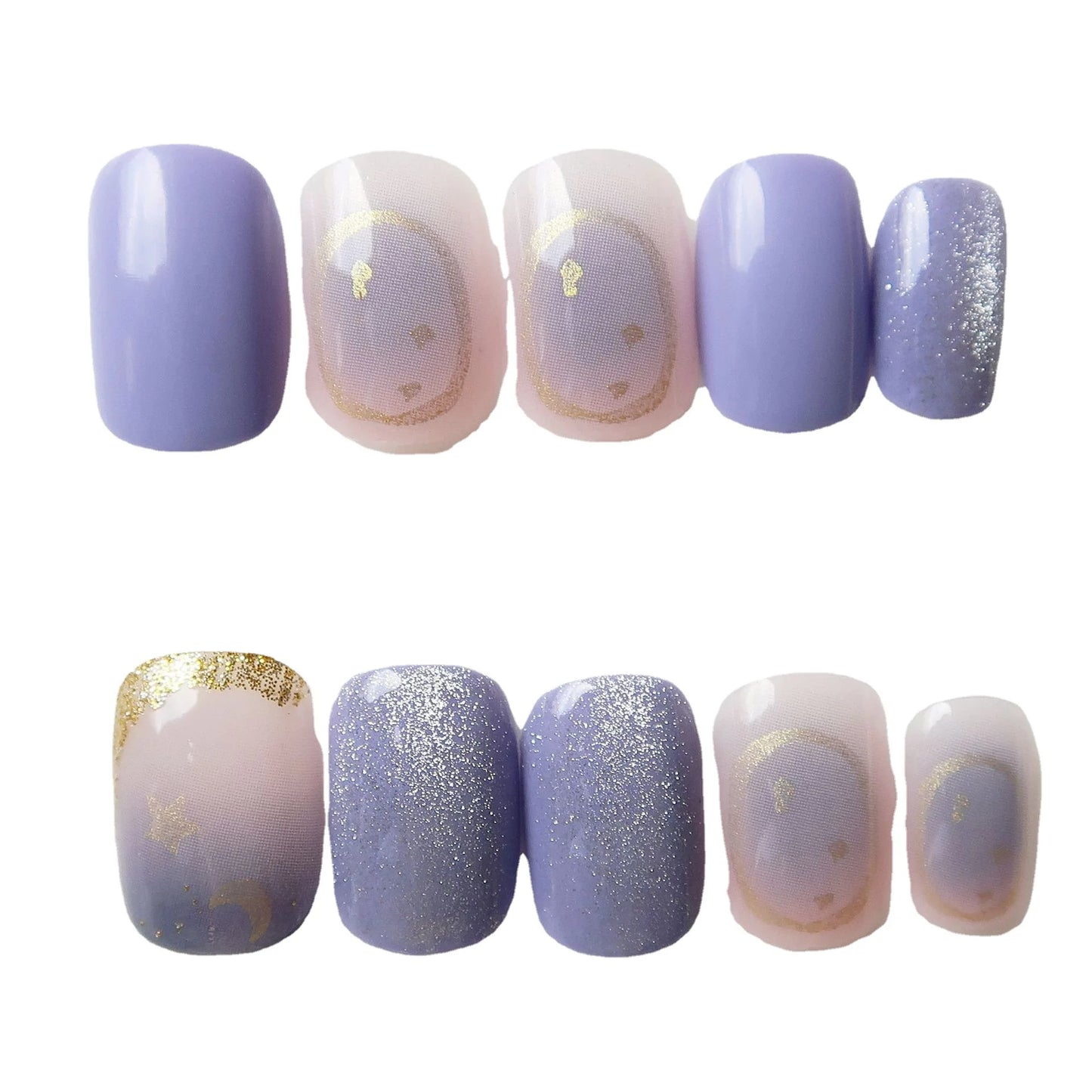 Ocean Star Moon Blue Press-On Nails