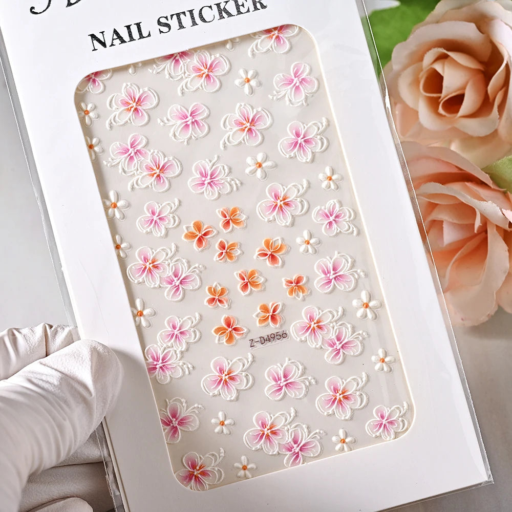 5D Sea Nail Art Stickers Embossed Self-Adhesive Ocean Beach Style Nail Slider Kawaii Starfish/Shell/Coral Reef Decor Nail Decals