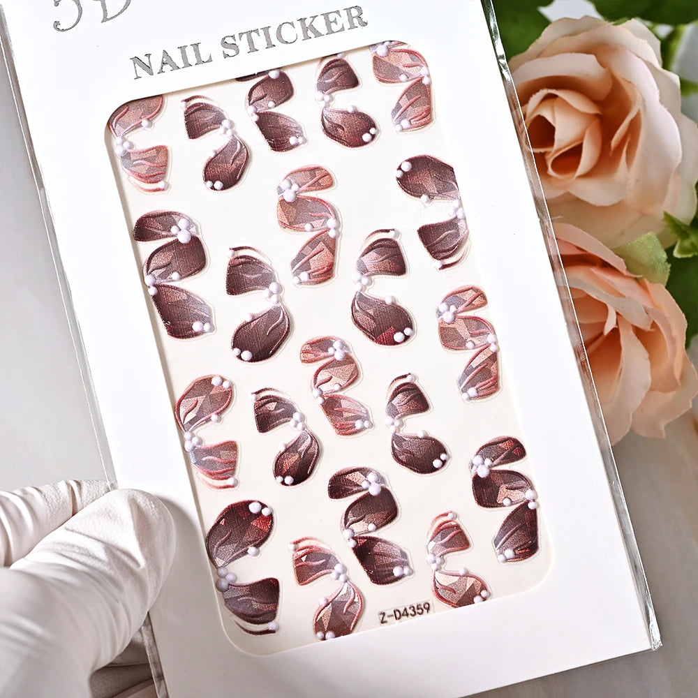 5D Sea Nail Art Stickers Embossed Self-Adhesive Ocean Beach Style Nail Slider Kawaii Starfish/Shell/Coral Reef Decor Nail Decals