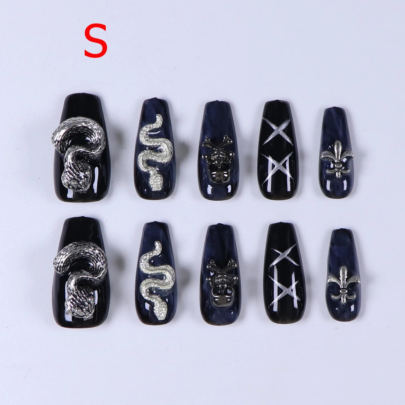 Black Bowknot Short Press-On Nails