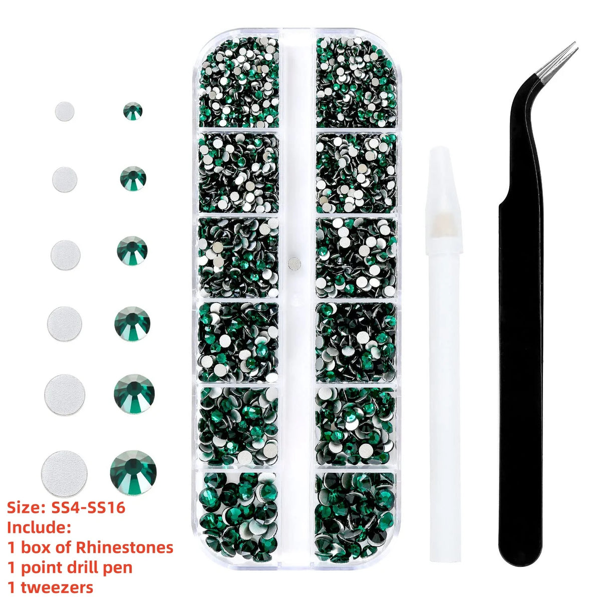 Crystal AB Rhinestone Nail Art Kit 12 Grid
