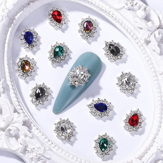 Luxury Zircon Flower Nail Charms 10pc