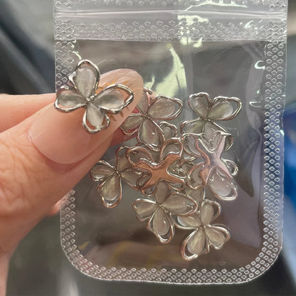 Pink Butterfly Zircon Nail Charms 10pc