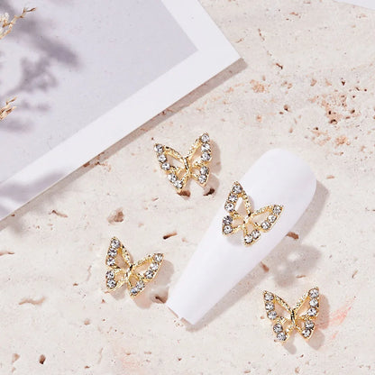 Pink Butterfly Zircon Nail Charms 10pc