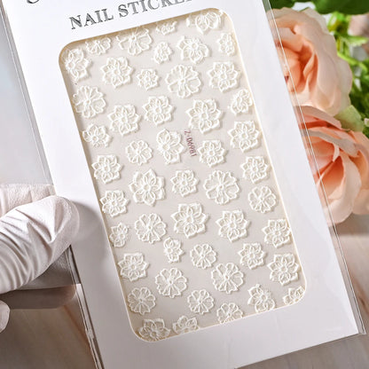 1pc 5D Embossed Flowers leaves Design Nail Art Stickers,Nails Art Decals Self Adhesive Nail Sticker Supplies for Women and Girls