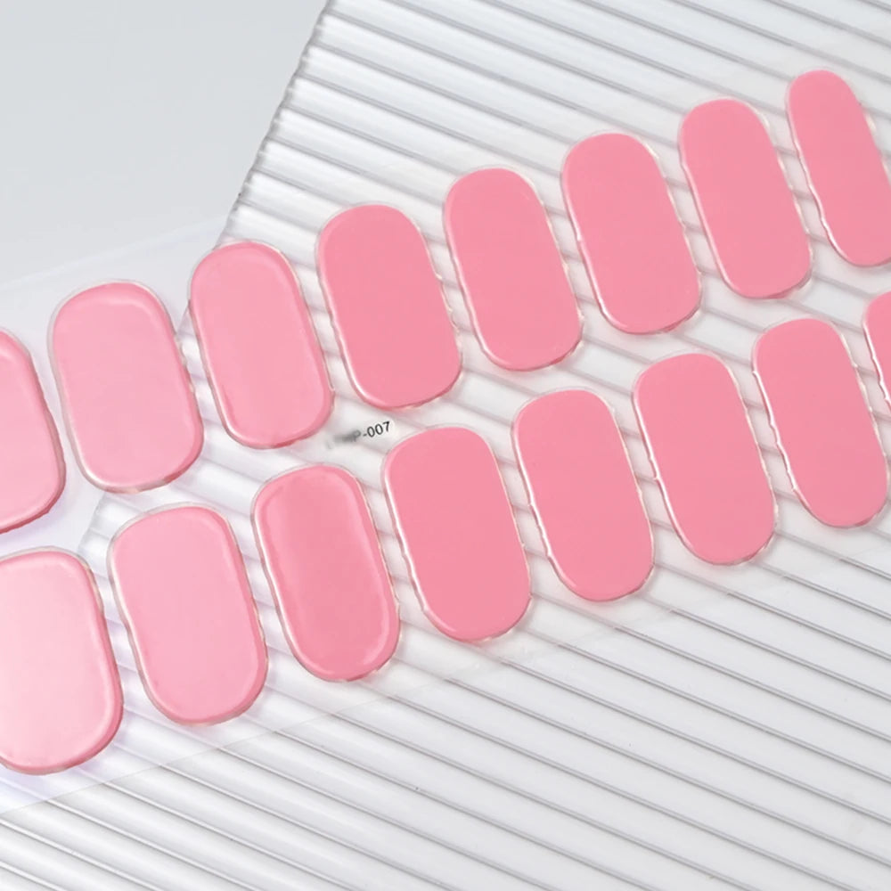 16Tips Semi-cured Gel Nail Stickers Red/Wine Red Nails Gel slider UV lamp Cured Extended Nails DIY Women Nails Decal Decor Gifts
