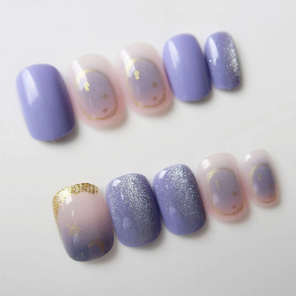 Ocean Star Moon Blue Press-On Nails