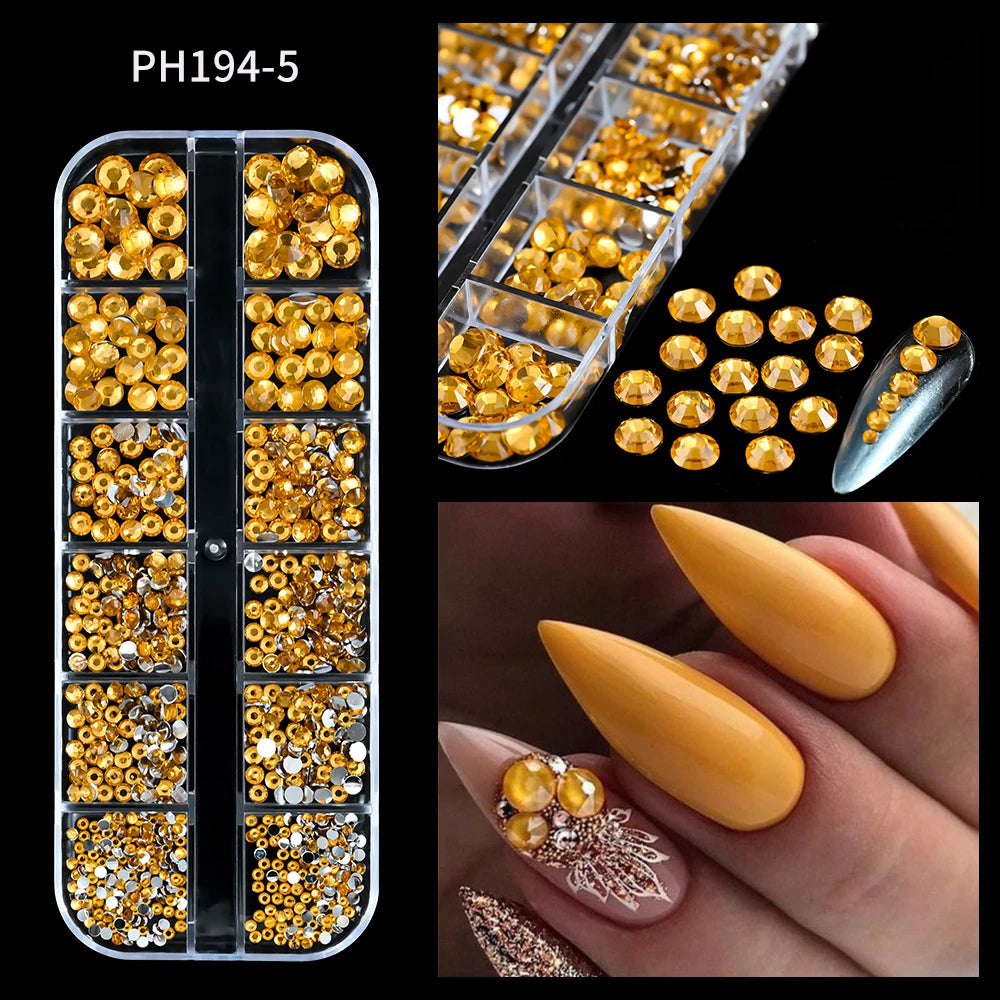 Crystal AB Rhinestone Nail Art Kit 12 Grid