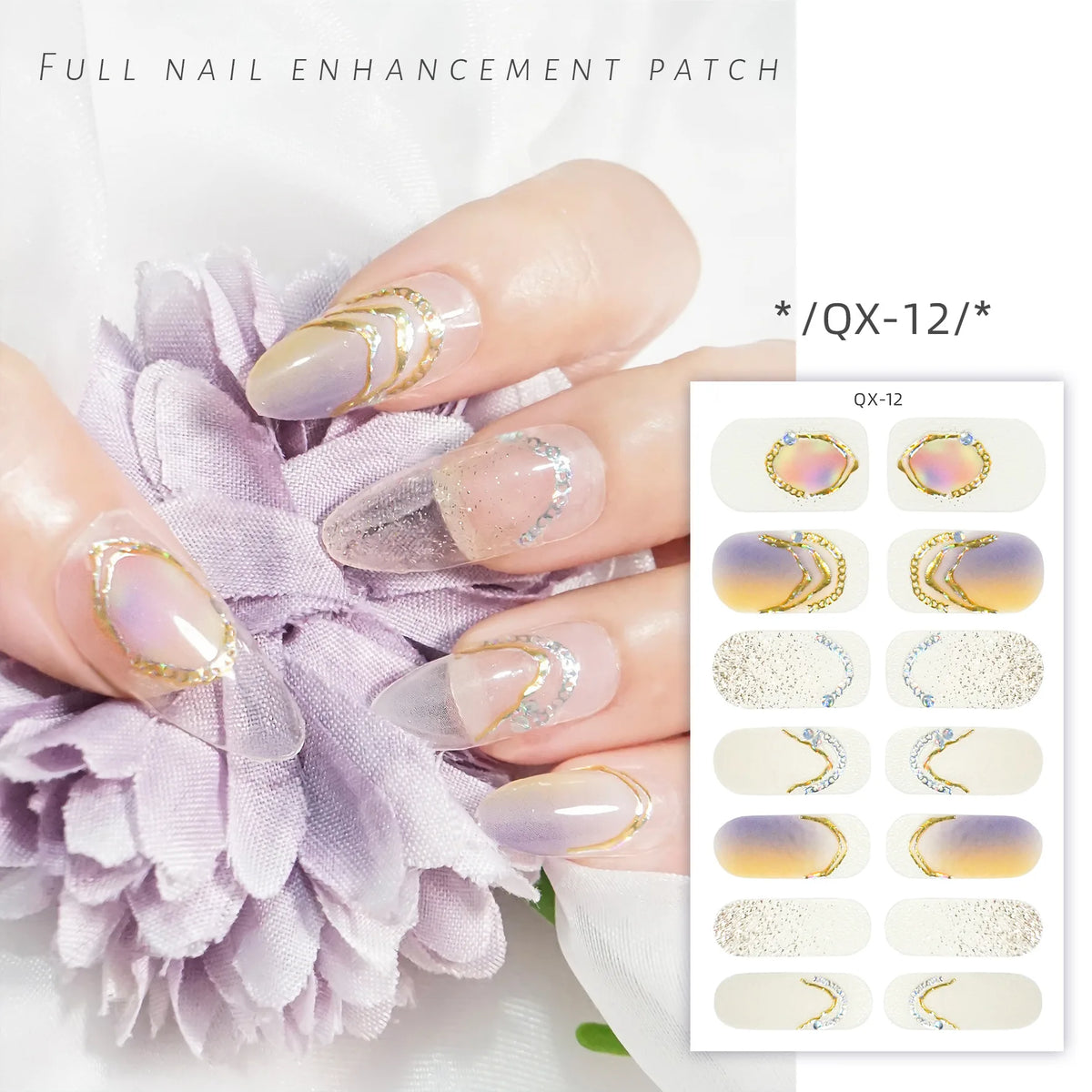 59 Style of Nail Stickers 1Sheet Rhinestones Fashion Nail Wraps Self Adhesive Manicure Decoracion DIY Full Cover Nail Sticker#5-