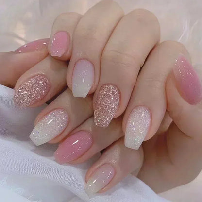 Glitter White French Press-On Nails