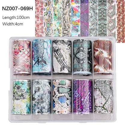 10Roll/Box Rose Flowers Designs Transfer Foil Sky Decals Transfer Foil Nails Sliders Holographic Flower Stickers Manicure Decor*