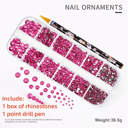 Crystal AB Rhinestone Nail Art Kit 12 Grid