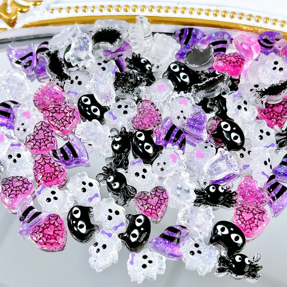 Cartoon Spider Cat Ghost Nail Charms 30pc