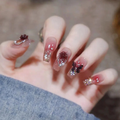 3D Diamond Coffin Press-On Nails