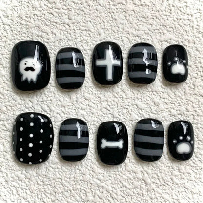Cartoon Bean Nails Fall Winter 30pc